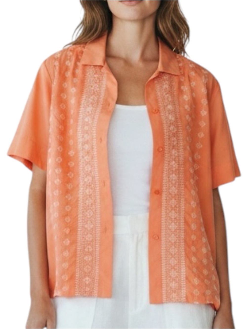 JOSEFINA’s ORIGINAL—VINTAGE—Vibrant Orange Button Down Blouse Size Small